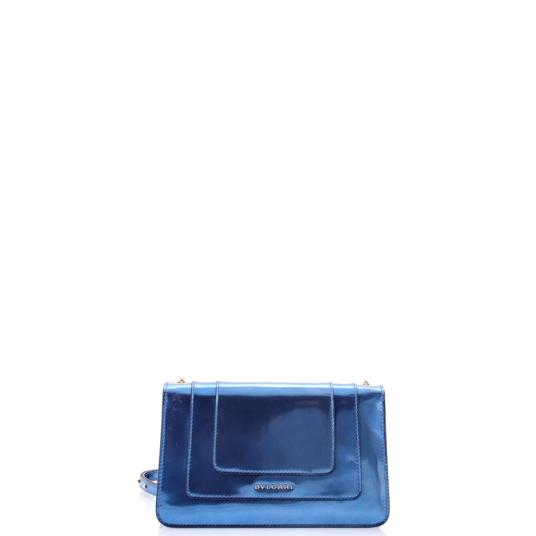 Serpenti Forever Shoulder Bag Metallic Leather Small, Alternate, color, Blue