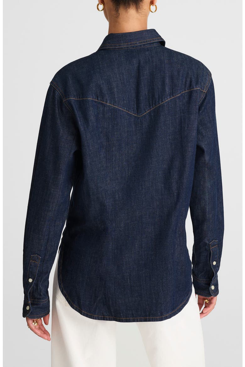 Western Oversize Denim Button-Up Shirt, Alternate, color, RINSE WASH