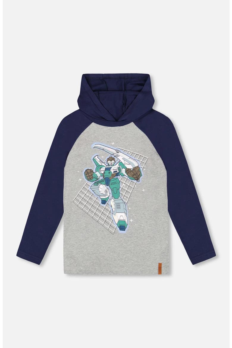 Organic Cotton Jersey Hooded Raglan Sleeve Tee, Main, color, Navy Blue