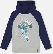 Deux par Deux Organic Cotton Jersey Hooded Raglan Sleeve Tee