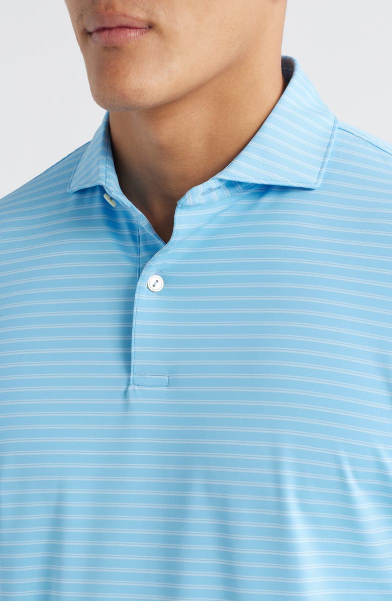 Peter Millar Bridge Stripe Performance Jersey Polo, Alternate, color, Blue Topaz