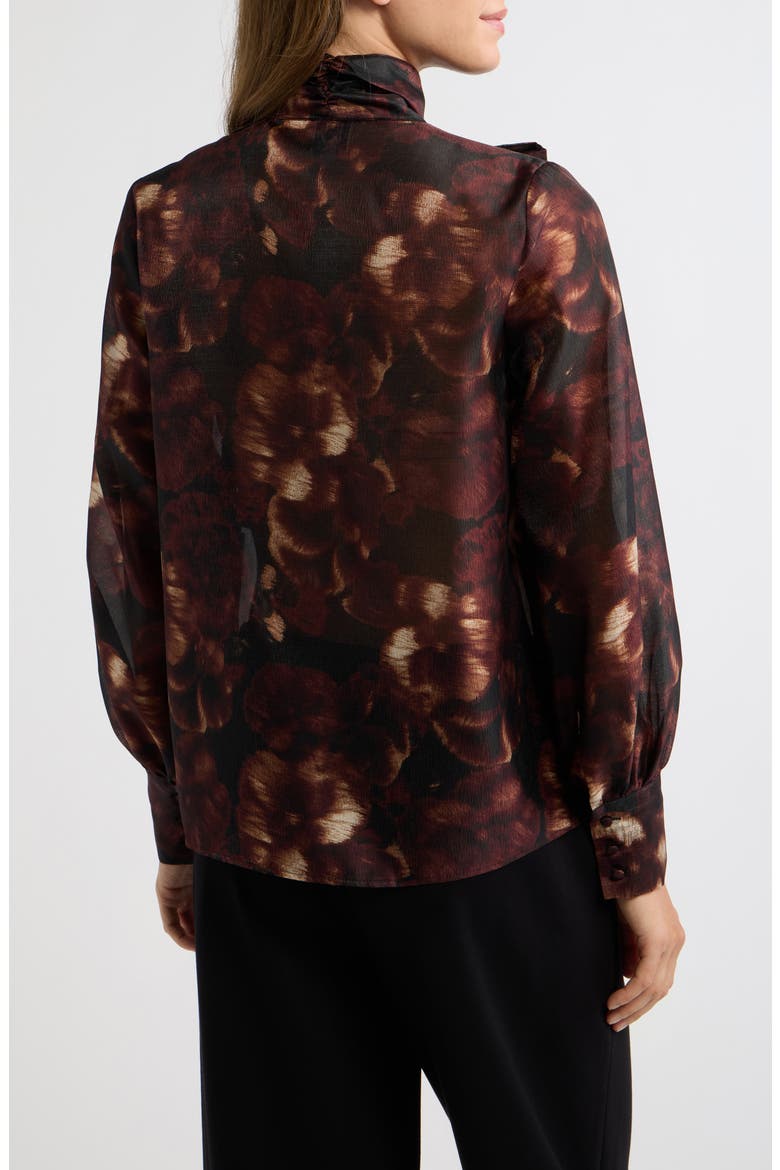 Tie Neck Long Sleeve Top, Alternate, color, ANNE BLACK MULTI