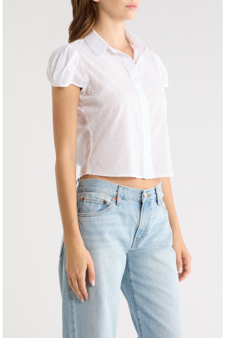 Eloise Cotton Button-Up Top, Alternate, color, WHITE
