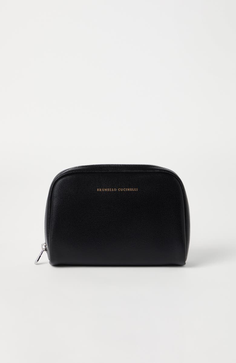 Brunello Cucinelli Capretta beauty case, Alternate, color, Black