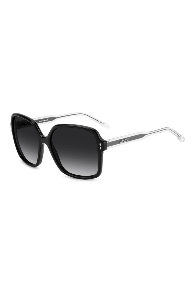 58mm Gradient Square Sunglasses, Alternate, color, BLACK/ DARK GREY SF