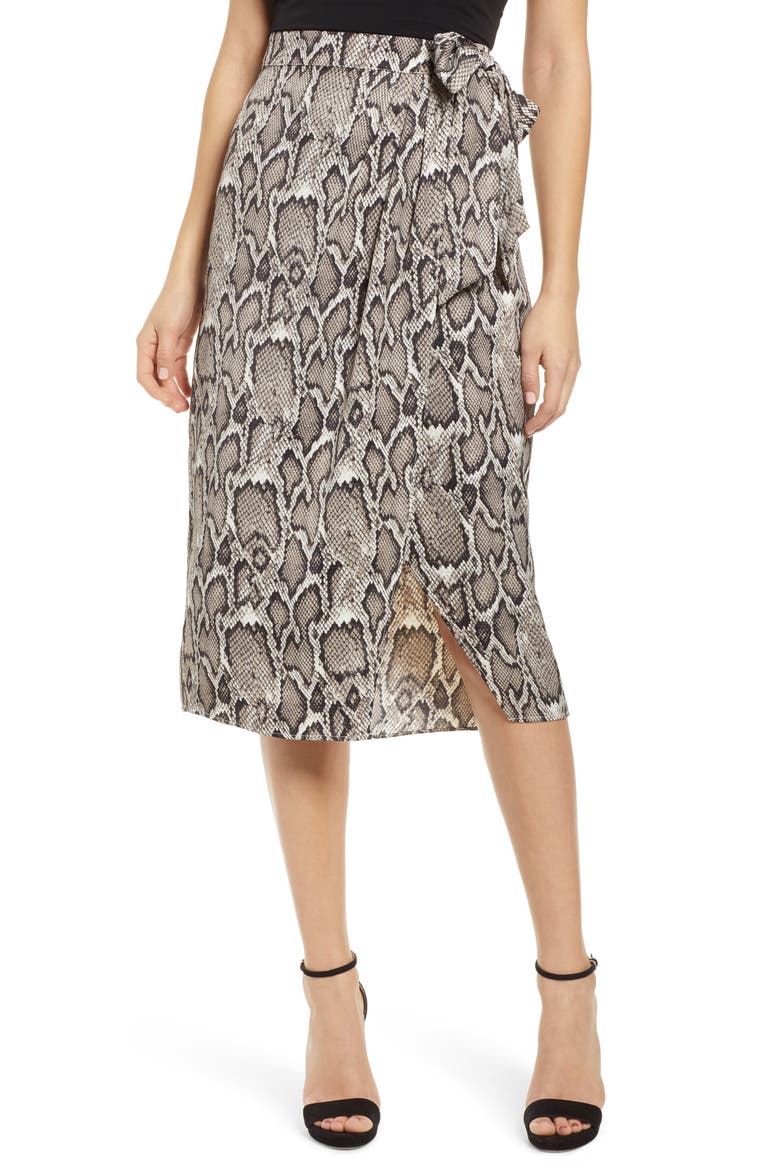 Savvy Snakeskin Print Wrap Skirt, Main, color, SNAKE