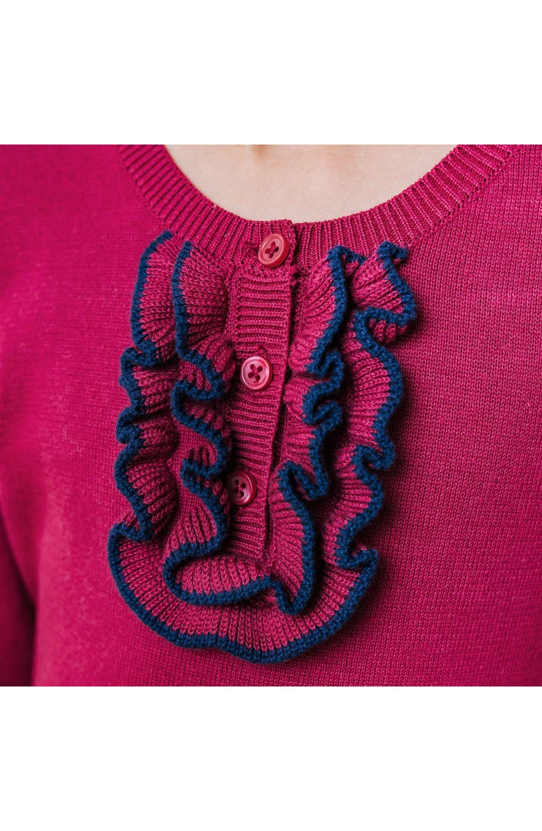 Hope & Henry Baby Girls' Organic Ruffle Henley Sweater, Infant, Alternate, color, 