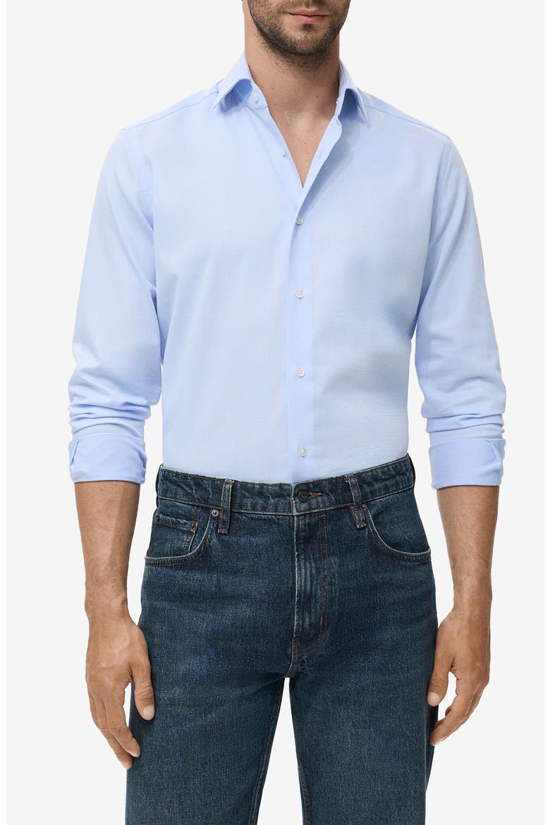Slim Fit Cotton Blend Button-Up Shirt, Main, color, SKY BLUE