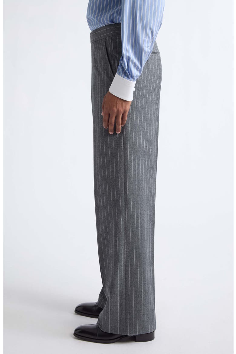 Pinstripe Twill Flannel Wide Leg Pants, Alternate, color, GREY
