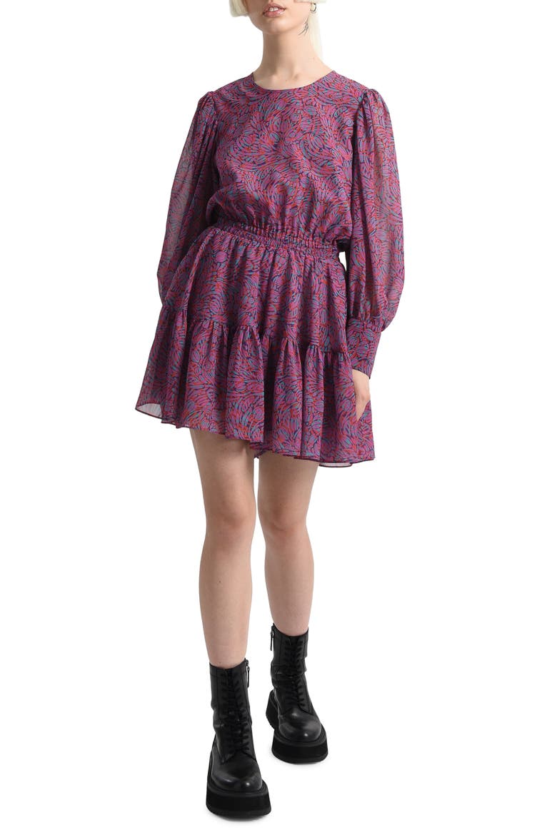 Splendid Long Sleeve Tiered Minidress, Main, color, PINK