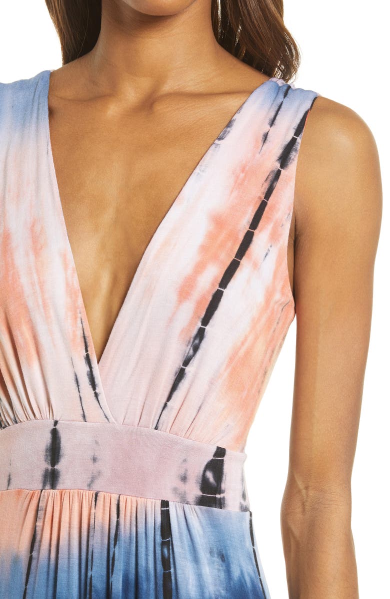 Fraiche by J Tie Dye V-Neck Jersey Dress, Alternate, color, 