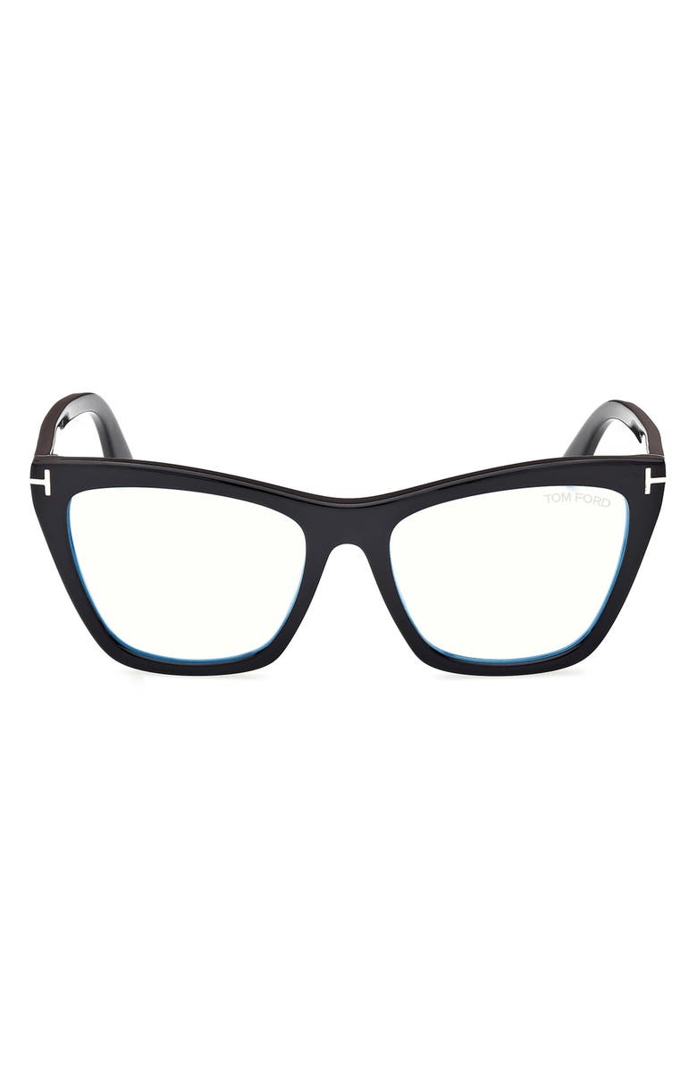 TOM FORD 54mm Cat Eye Blue Light Blocking Optical Glasses, Main, color,
