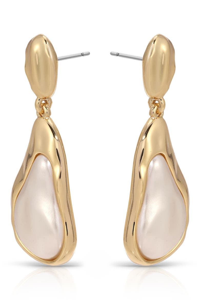 Hidden Stone Molten Drop Earrings, Alternate, color, PEARL