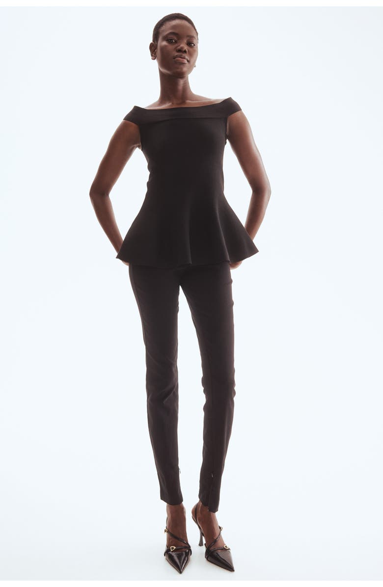 H&M Off-the-shoulder Peplum Top, Alternate, color, Black