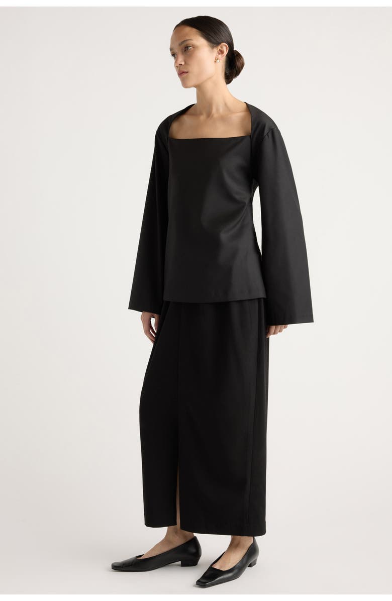 Modern Citizen Tatiana Wide-Neck Flare-Sleeve Blouse, Alternate, color, Black