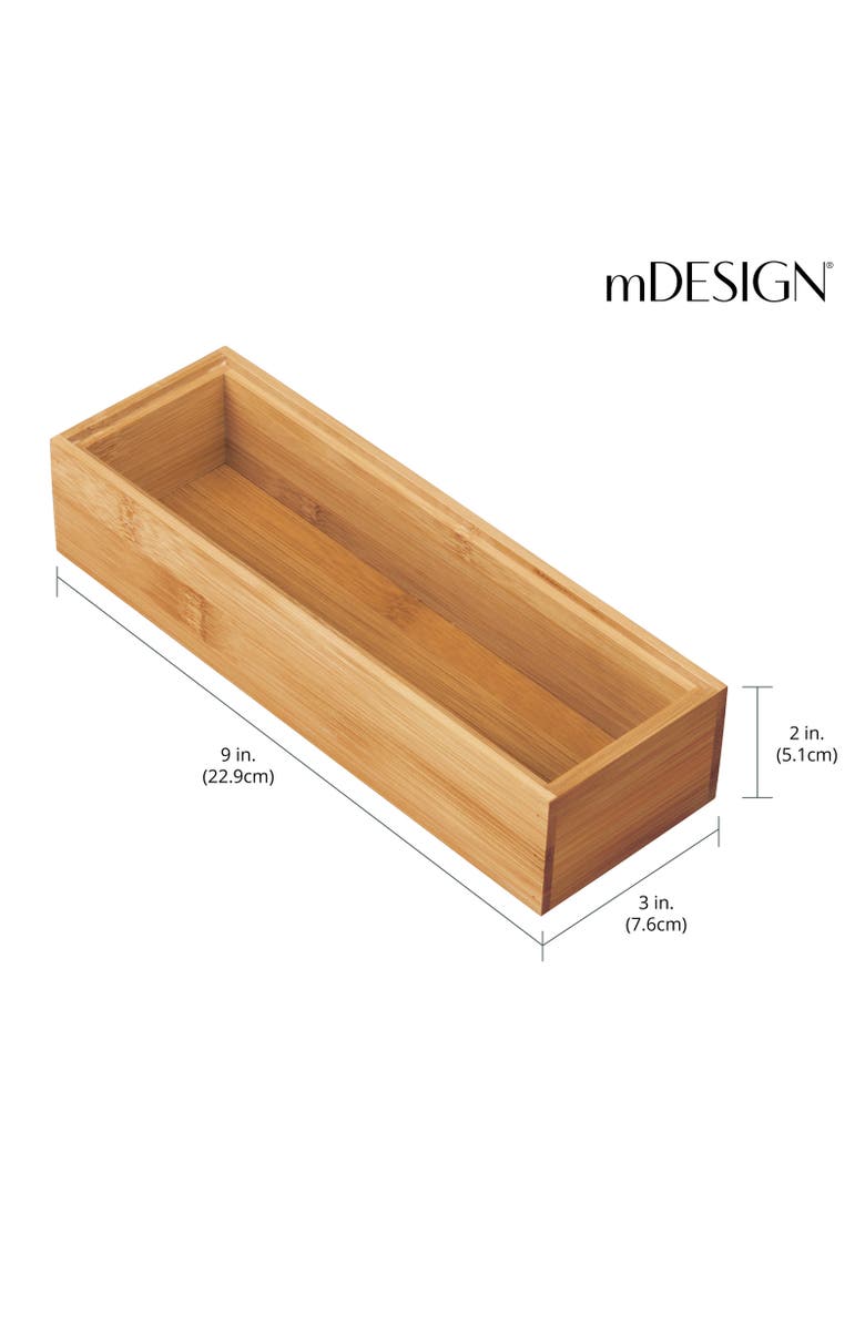mDesign Wooden Wood Office Drawer Organizer Box Tray - 4 Pack, Alternate, color, Natural