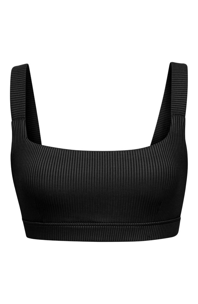 Losano Renew Rib Square Neck Bra, Alternate, color, Black