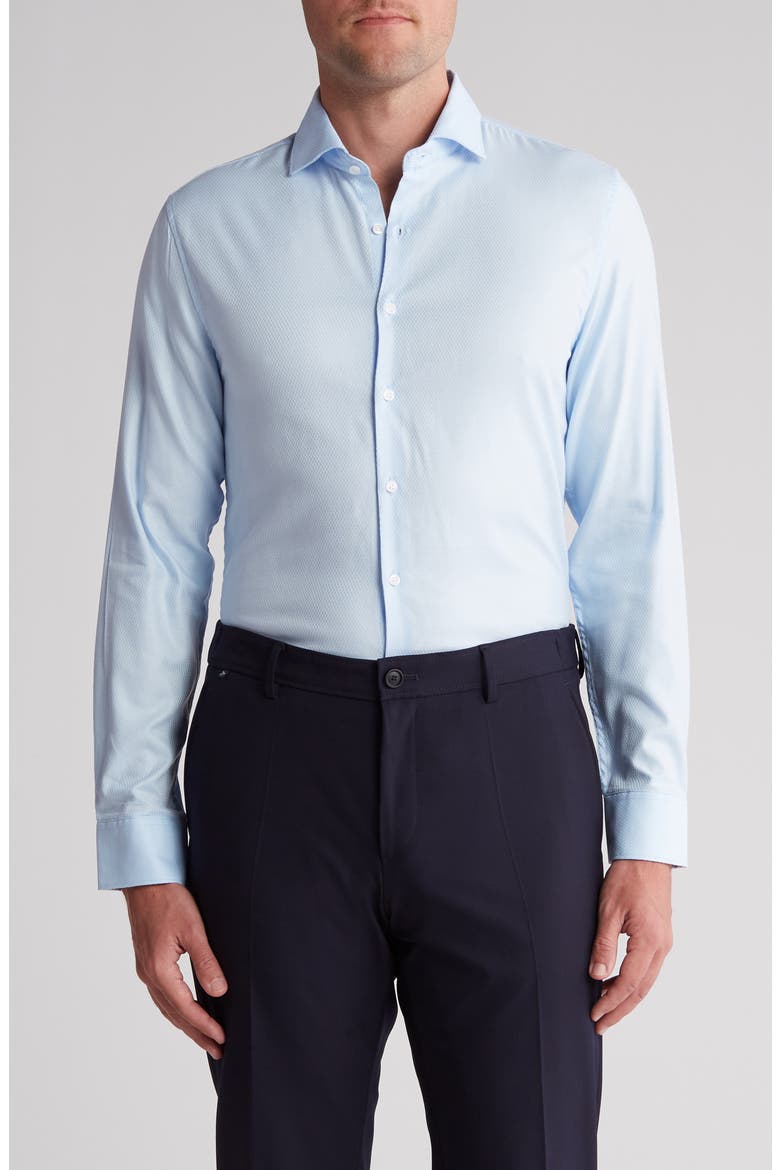 Cotton Blend Dobby Button-Up Shirt, Main, color, POWDER BLUE