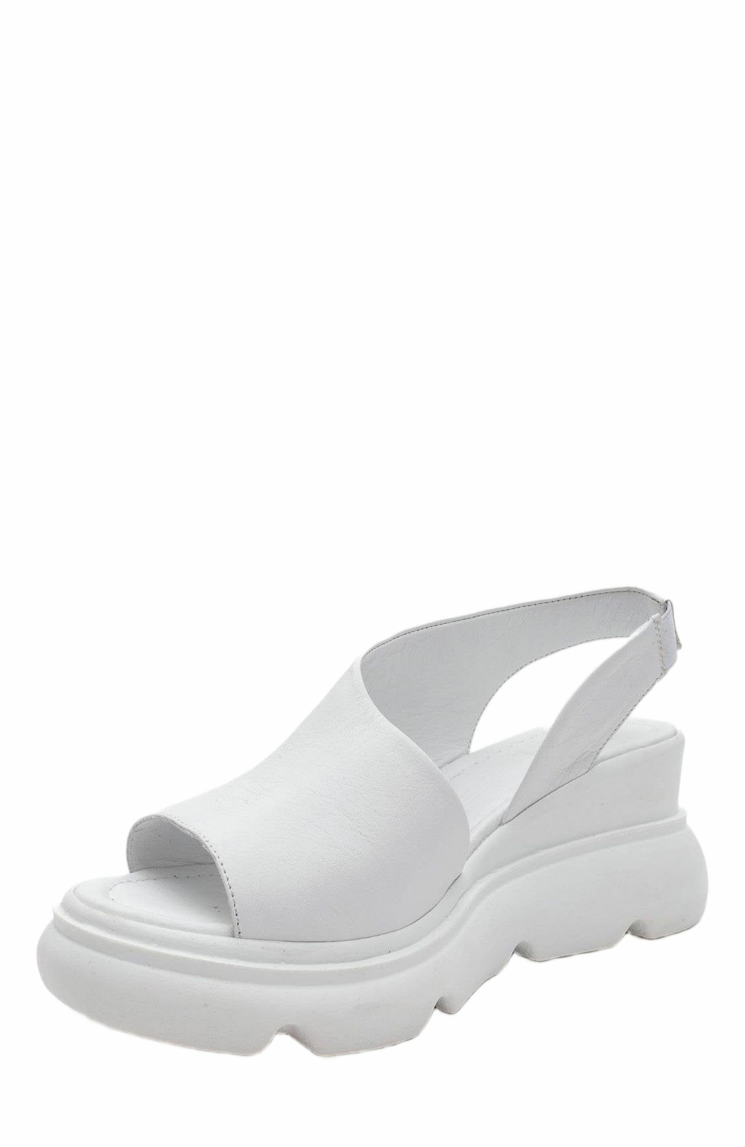 Forever 
Always Shoes Agusto Leather Platform Sandal, Alternate, color, White Leather