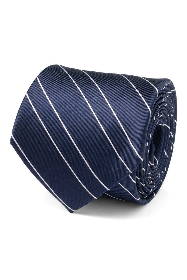 Classi Stripe Silk Tie, Alternate, color, NAVY