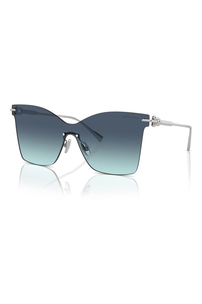 143mm Gradient Rimless Butterfly Shield Sunglasses, Alternate, color, BLUE GRADIENT