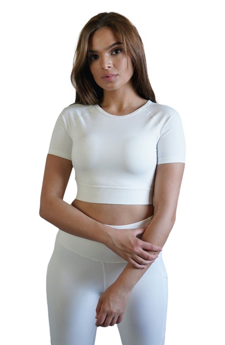 Blvck Whte Open Back Sport Bra, Main, color, White