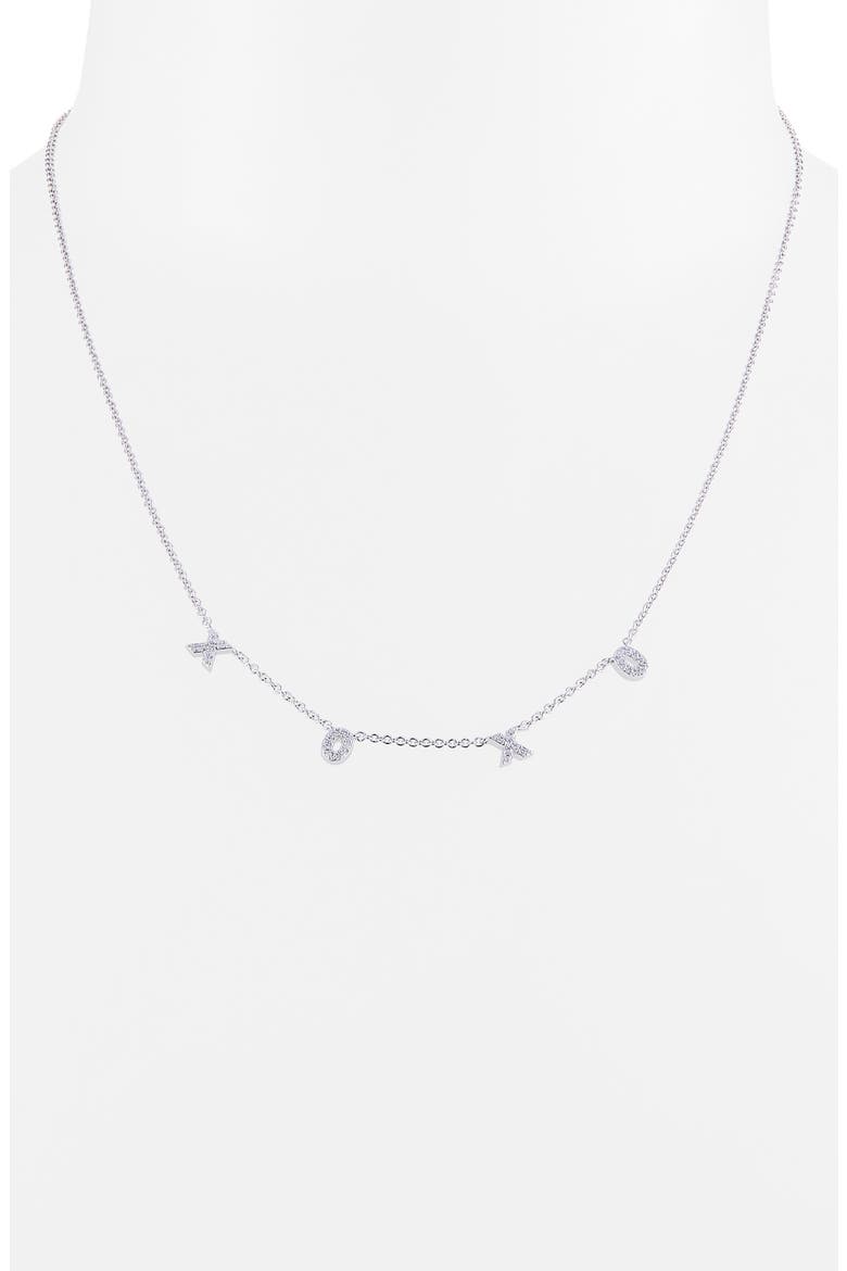 Heartbreaker XO Station Necklace, Main, color, RHODIUM