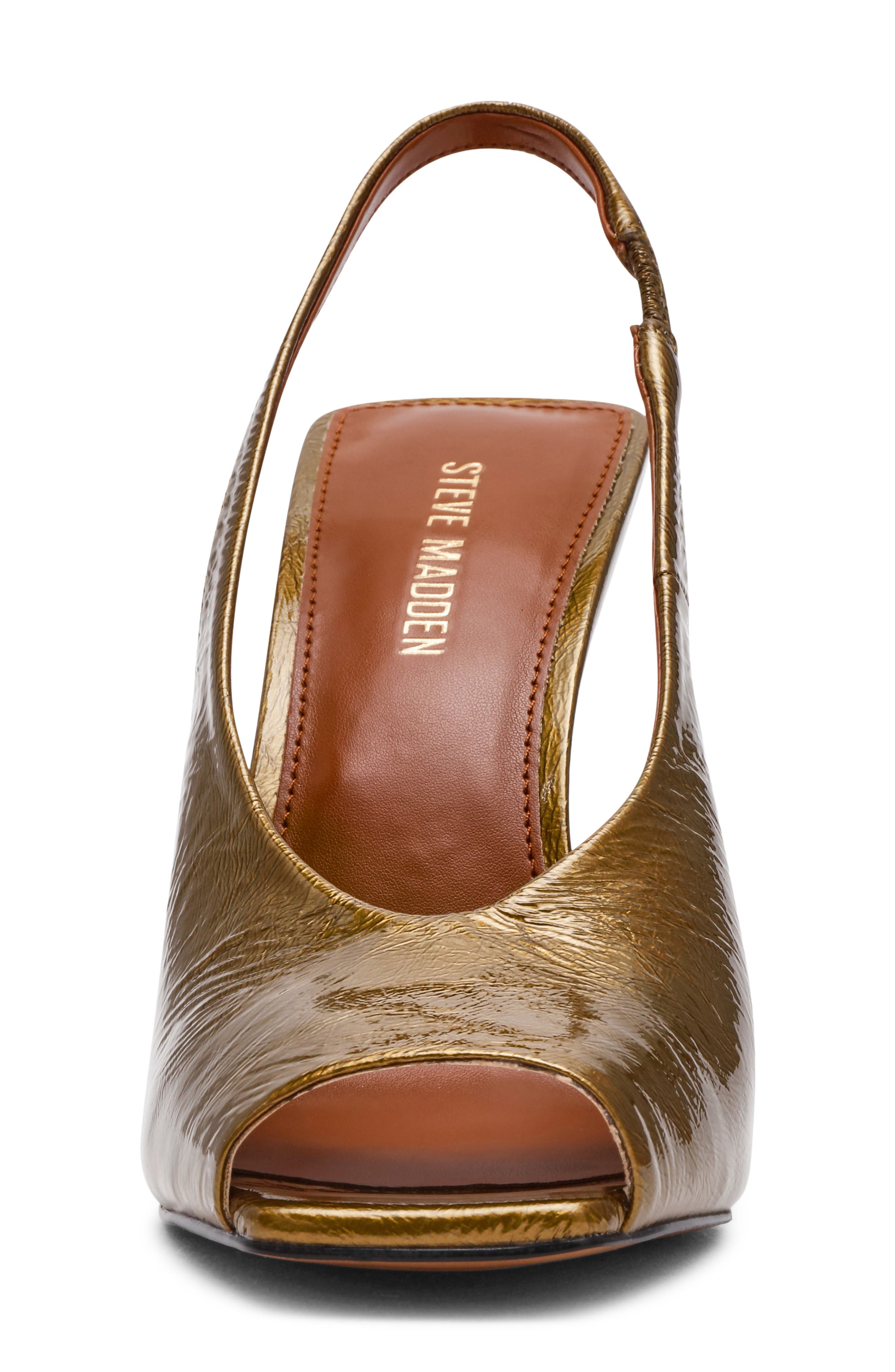 Steve Madden Lucian Slingback Peep Toe Sandal, Alternate, color, Olive Crinkle Patent