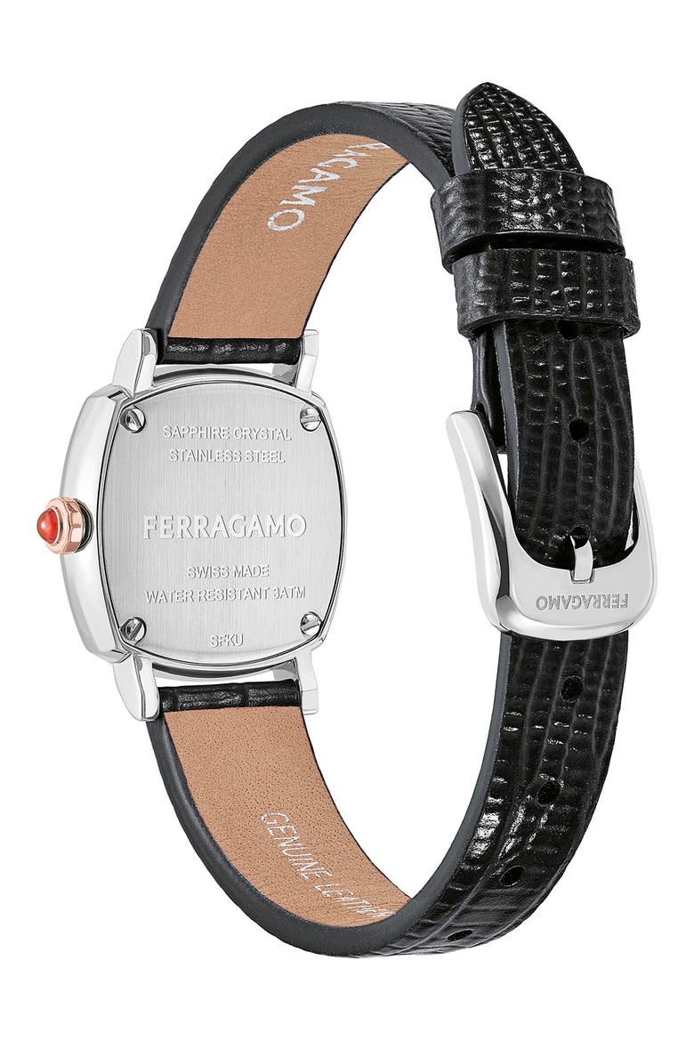 Soft Square Leather Strap Watch, 23mm, Alternate, color, STAINLESS STEEL