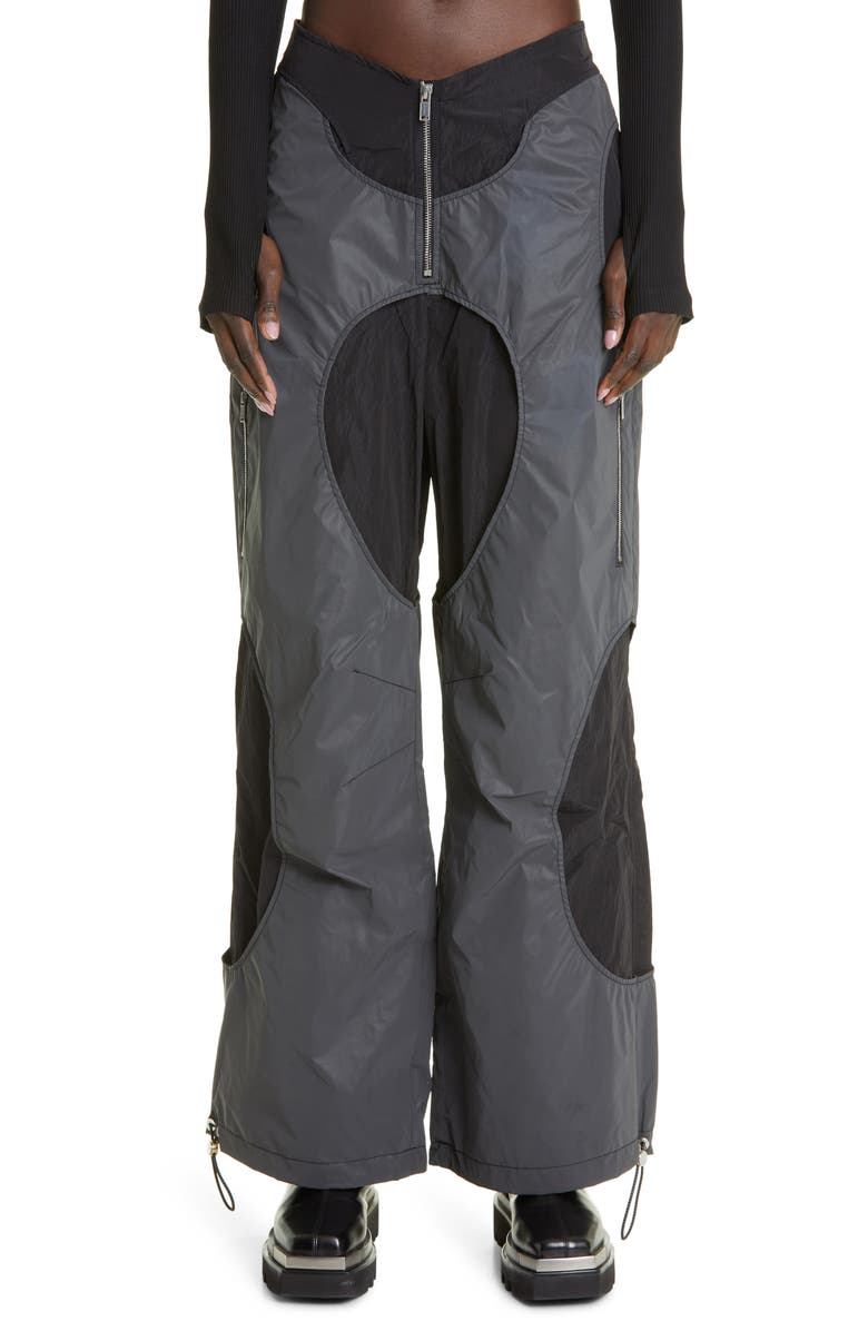 Dion Lee Reflective Overlay Parachute Pants, Main, color, 