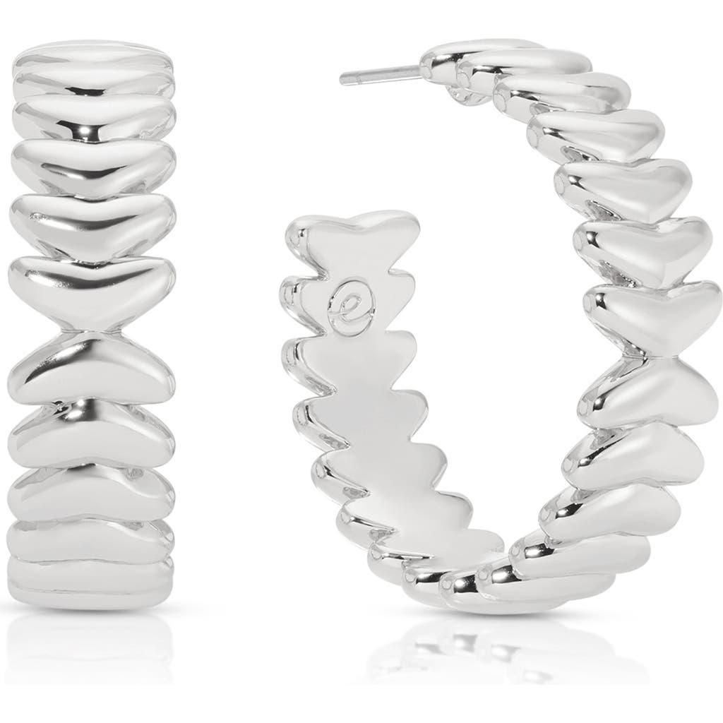 Ettika Metal Moderna Medium Half Hoop Earrings In Silver