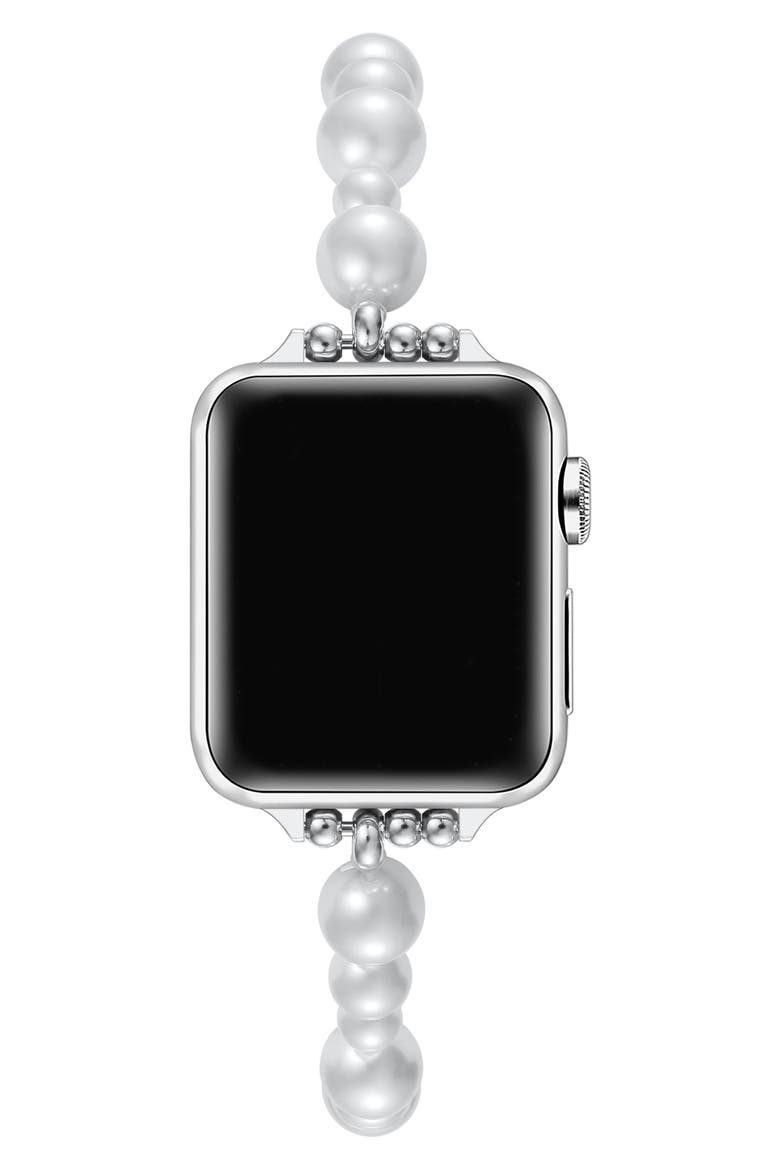 Maeve 38mm Imitation Pearl Apple Watch® Bracelet Watchband, 42mm, Alternate, color, WHITE