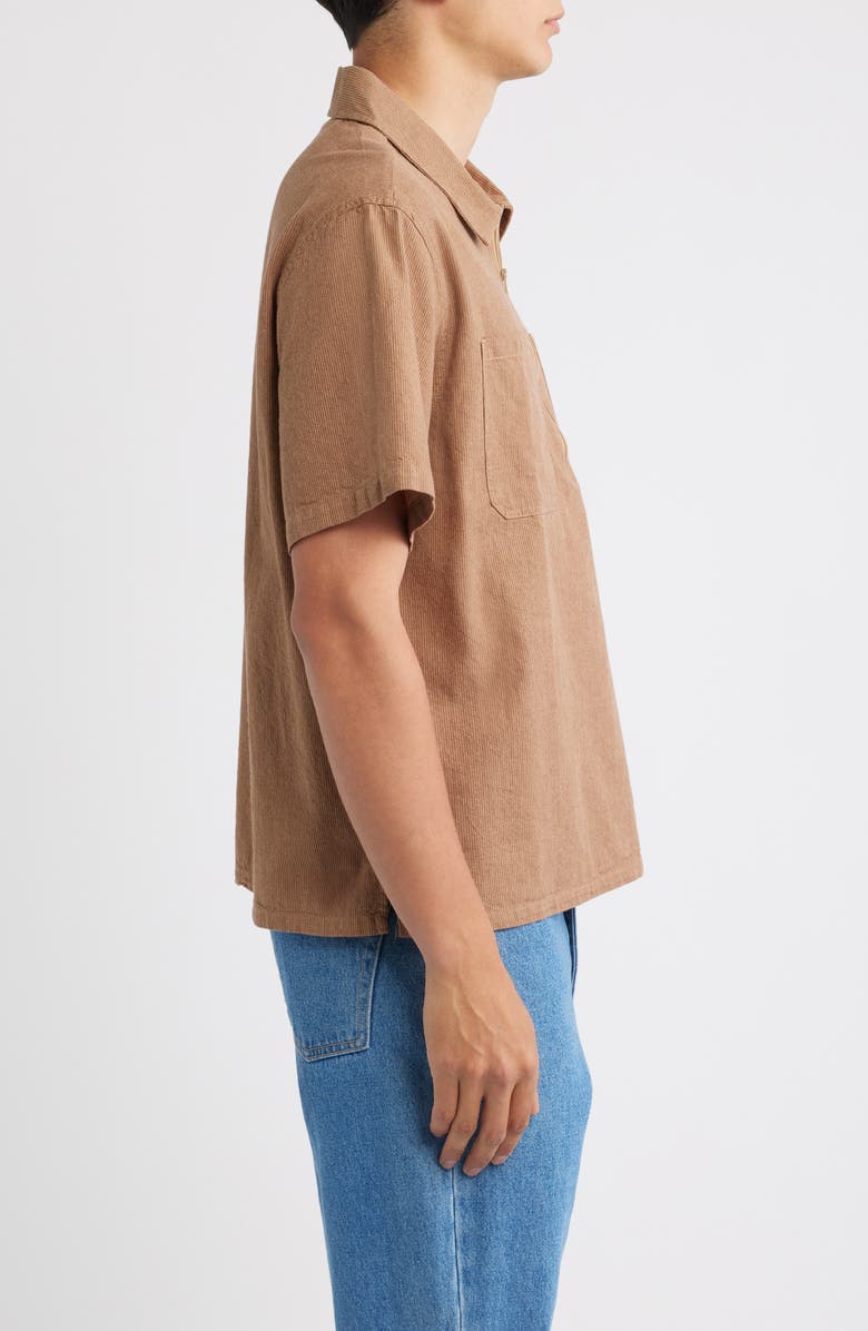Brixton Brakeman Striped Half Zip Shirt, Alternate, color, Brown/ Tan Stripe
