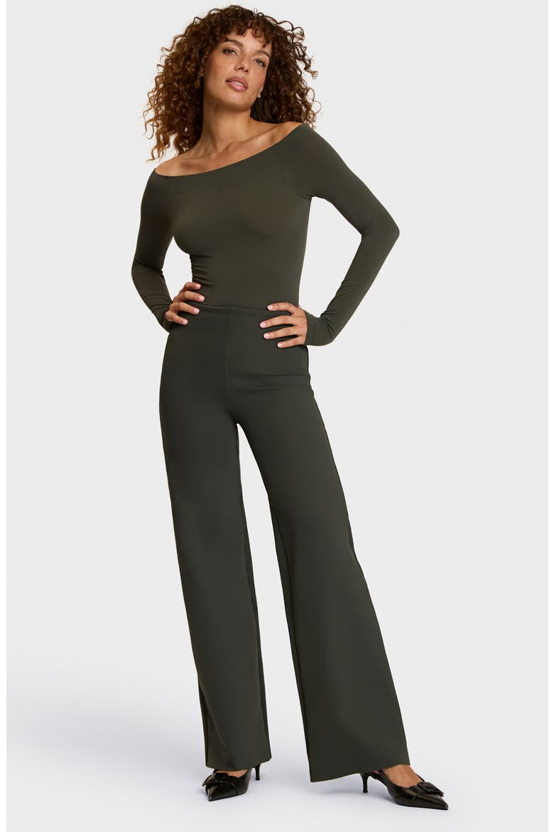Off the Shoulder Ballet Bodysuit, Alternate, color, HAZEL