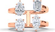 HauteCarat Fancy 4-Stone Lab Created Diamond Ring