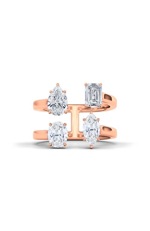 Hautecarat Fancy 4-stone Lab Created Diamond Ring In 18k Rose Gold