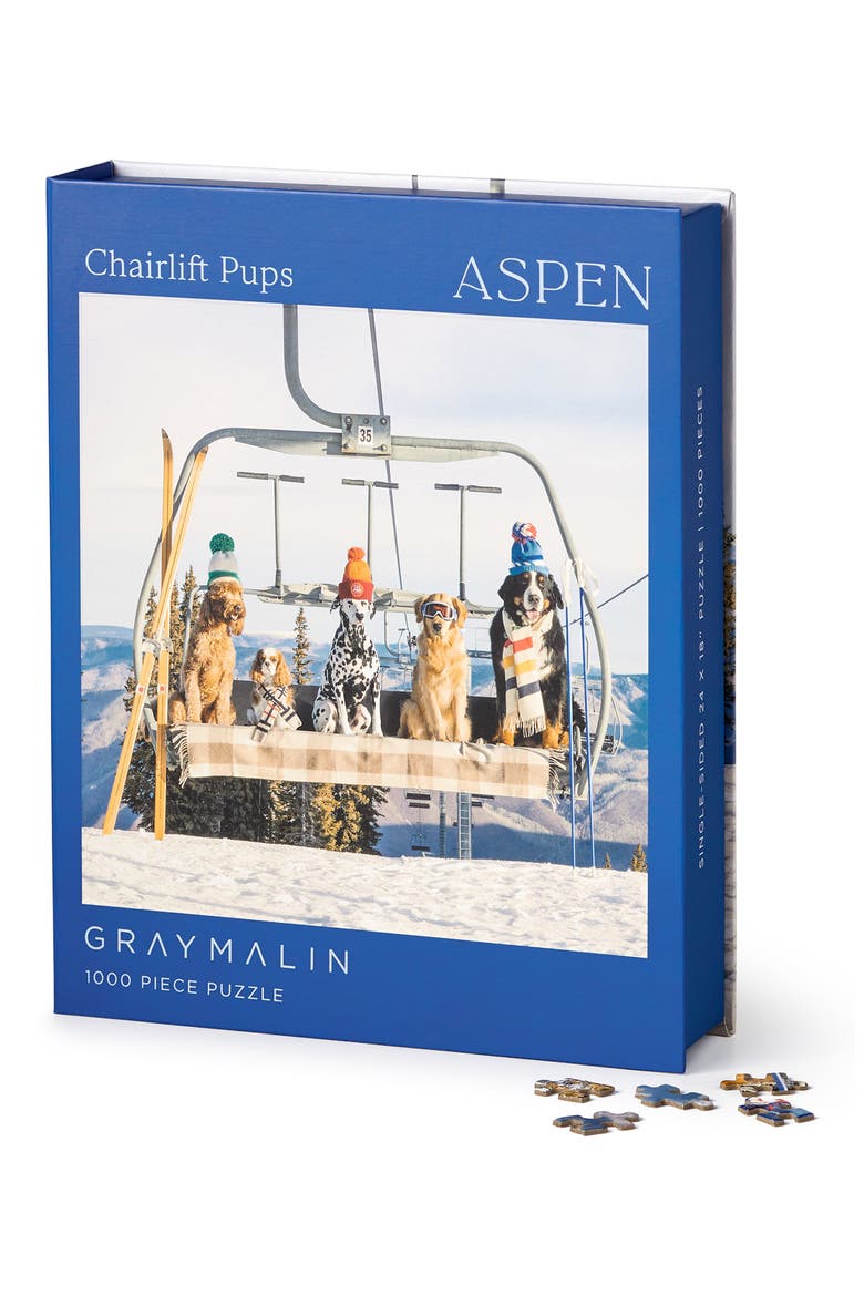 Gray Malin Chairlift Pups 1,000 Piece Puzzle, Main, color, MULTI
