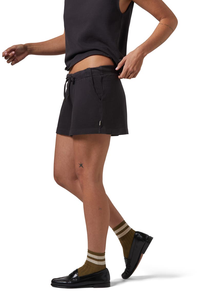 Carefree Organic Cotton Drawstring Shorts, Alternate, color, BLACK