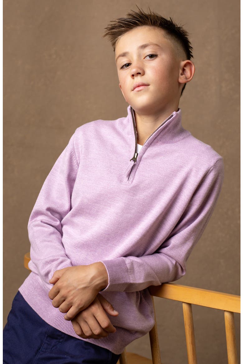 Boys' Organic Fine Gauge Half Zip Sweater, Kids, Alternate, color, Lavender Marl