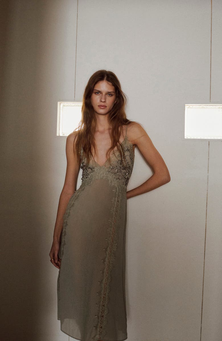MANGO Sequin Lace Sleeveless Midi Dress, Alternate, color,