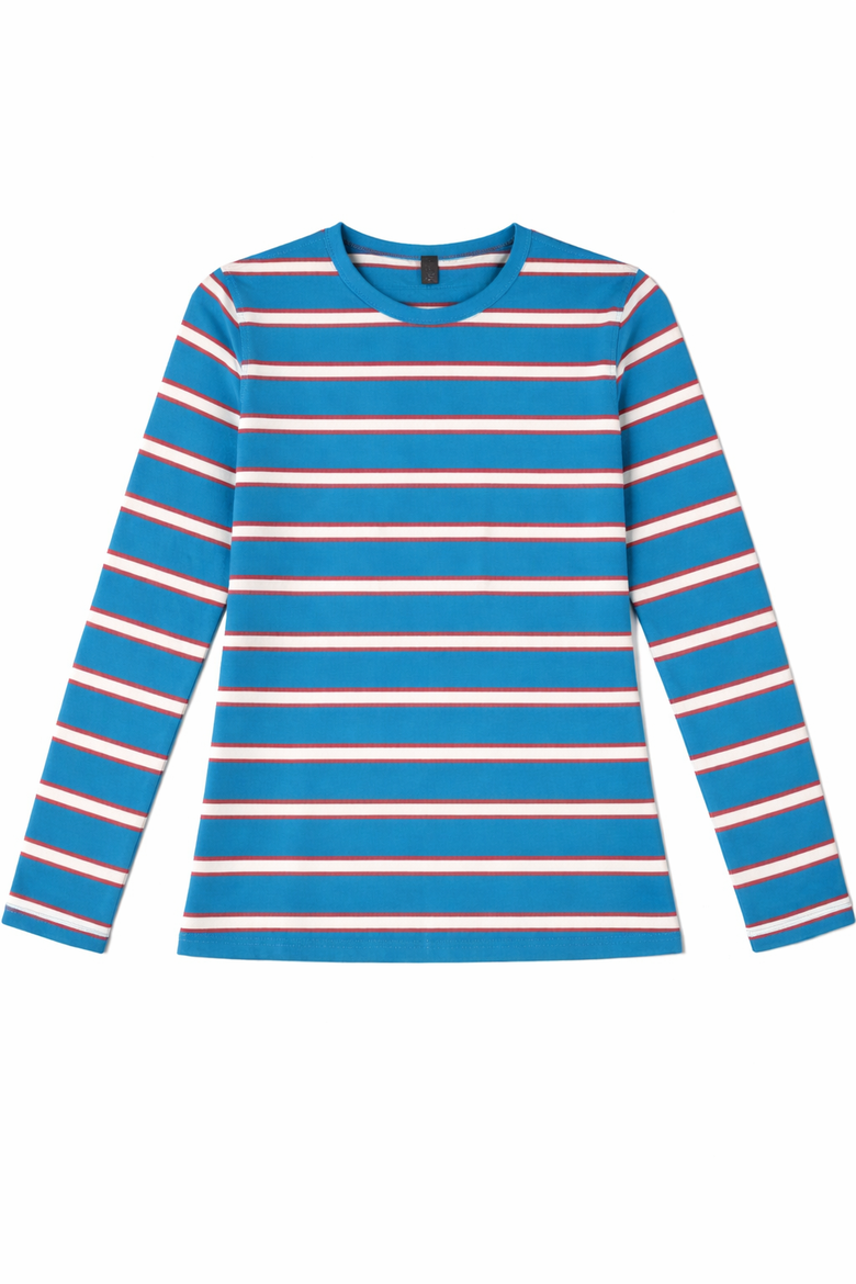 Striped Crew Neck Long Sleeve Tee, Alternate, color, Mauve