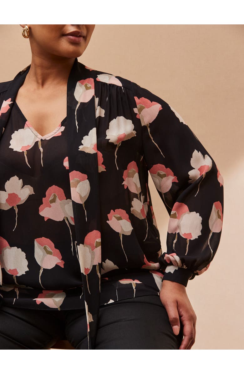 Live Unlimited Floral Print High Neck Blouse, Alternate, color, Black