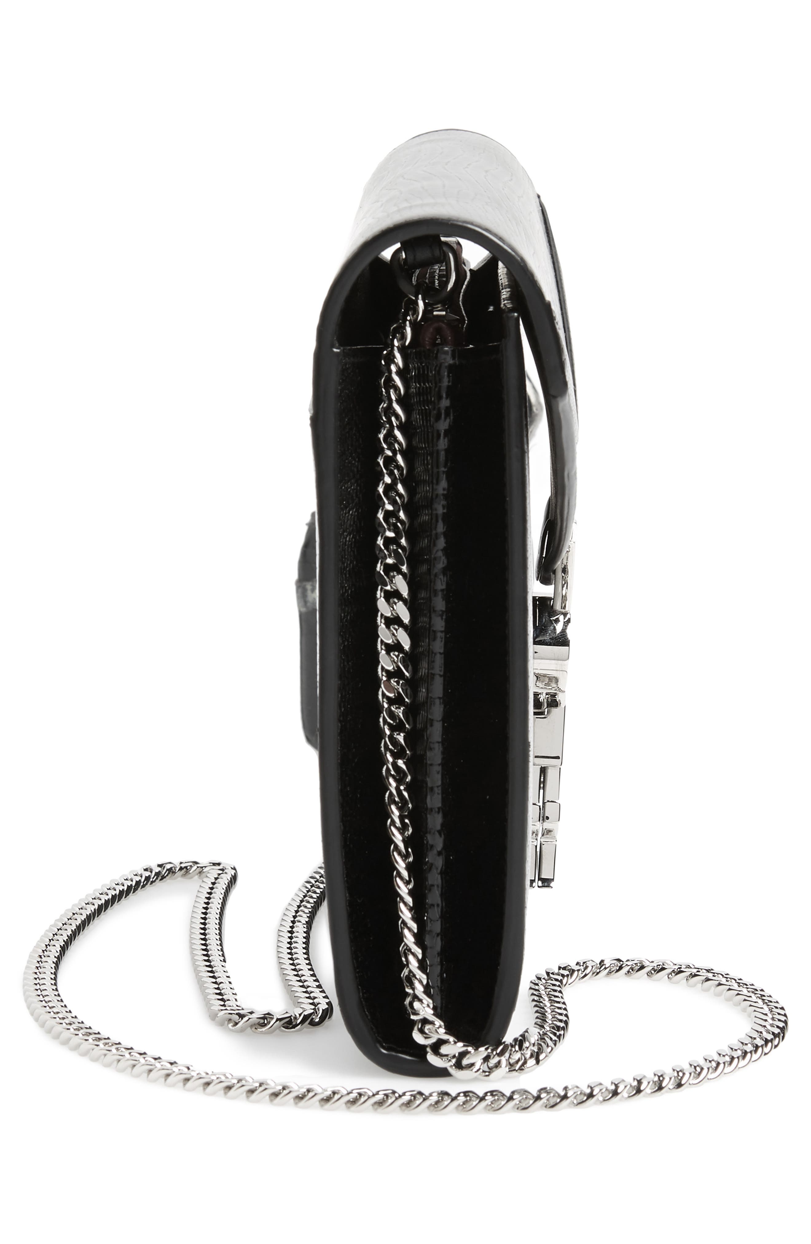 Cassandra Reptile Embossed Calfskin Wallet on a Chain, Alternate, color, NERO/ ROUGE LEGION