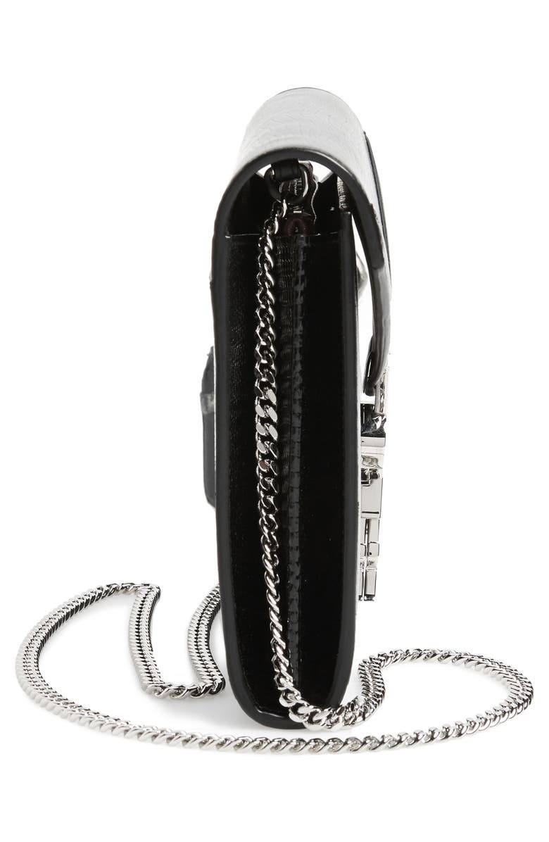 Saint Laurent Cassandra Reptile Embossed Calfskin Wallet on a Chain, Alternate, color,