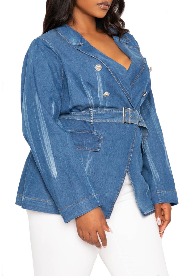 Double Breasted Denim Jacket, Alternate, color, DENIM