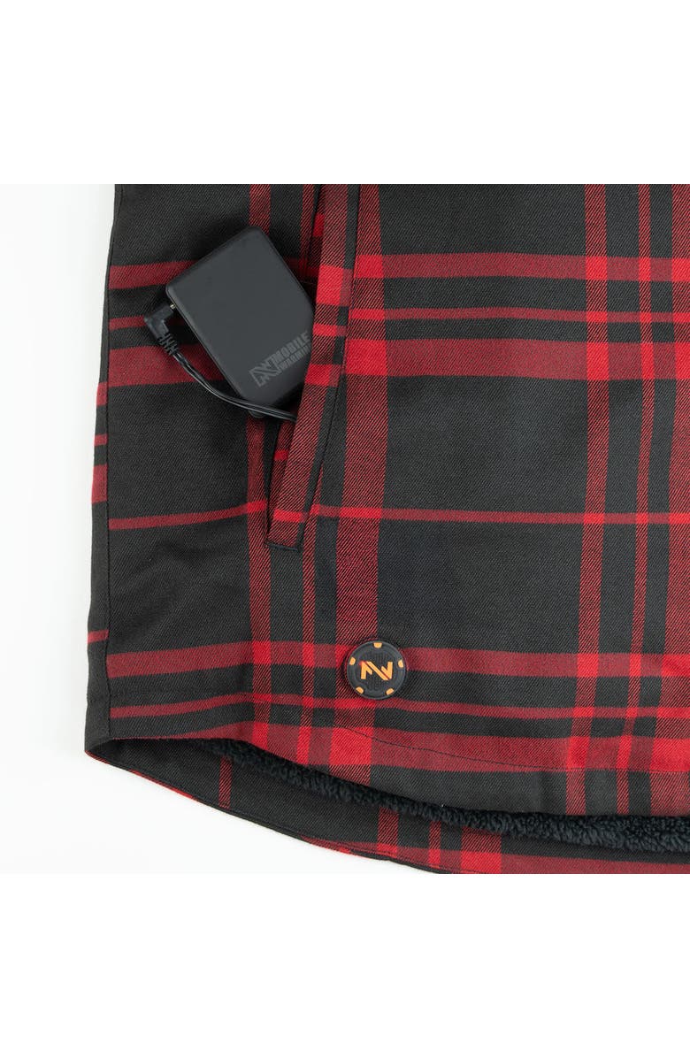Mobile Warming 3 Season Flannel Heated Shirt Jacket, Alternate, color, Red