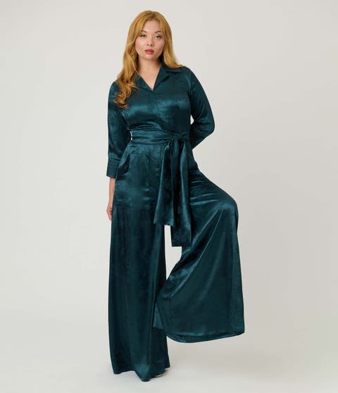 1970s Satin Flare Jumpsuit