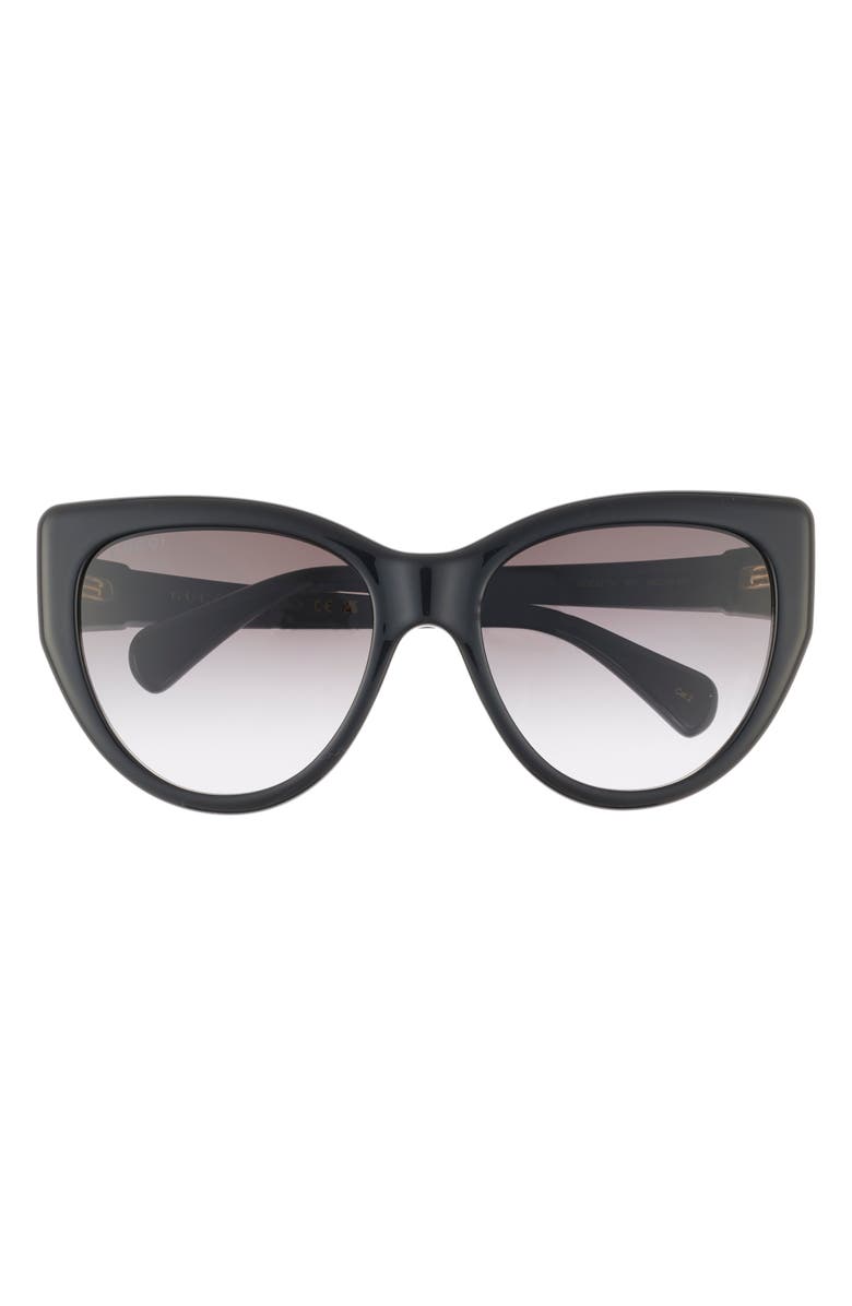 Gucci 56mm Cat Eye Sunglasses, Main, color, Black Black Grey