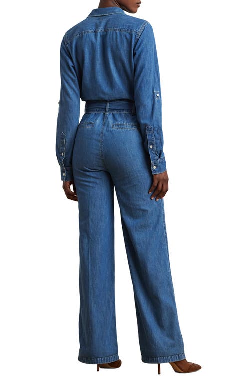 Ralph Lauren Petite Denim Wide-leg Jumpsuit In Opal Wash