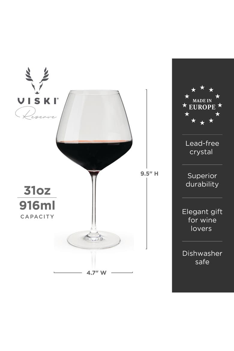 Reserve European Crystal Burgundy Glasses Set of 4, Alternate, color, Clear